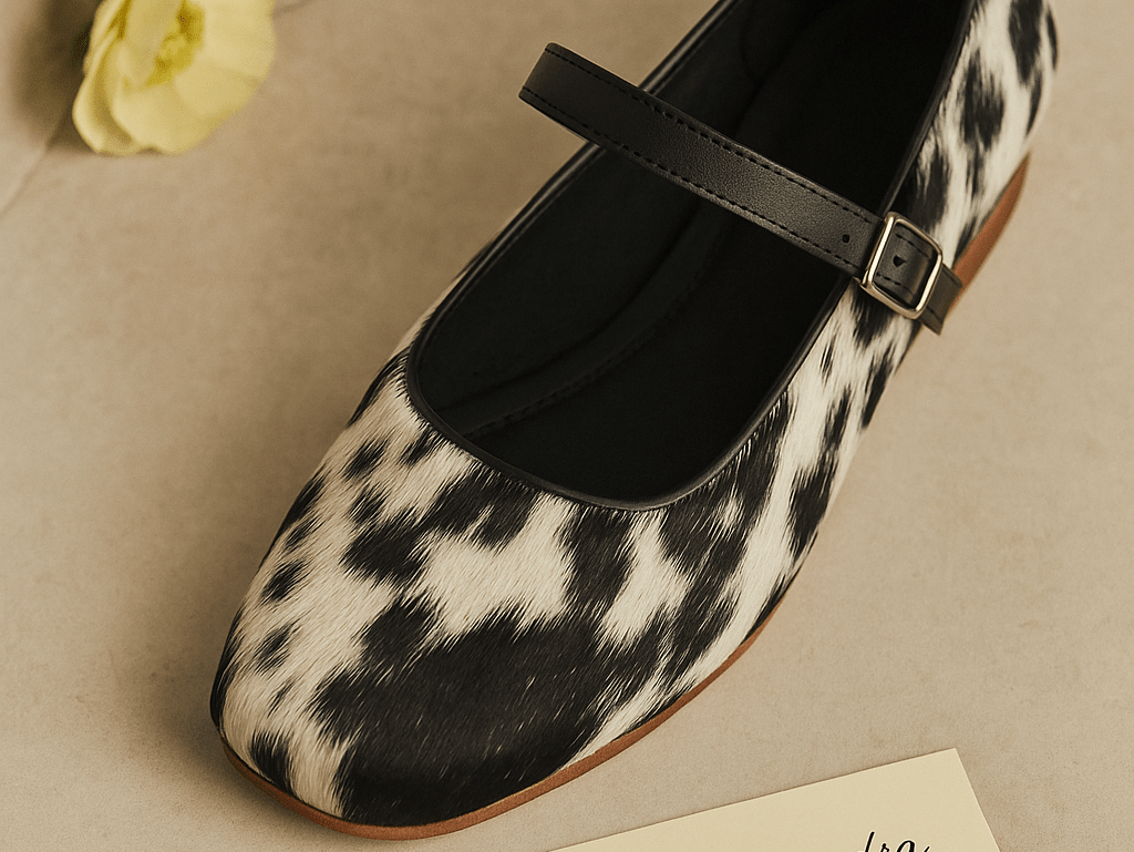 the cassandra cowhide flats - mary jane styles