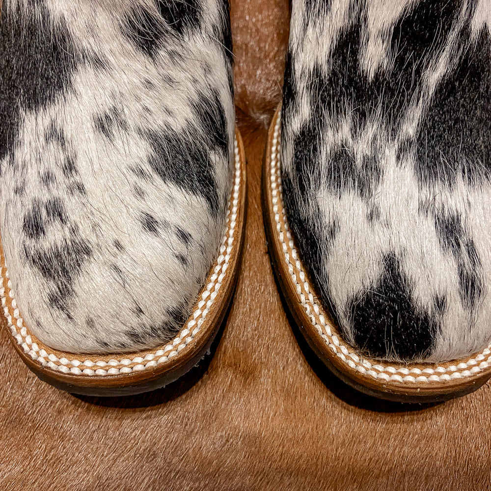 square toe cowhide ankle boots