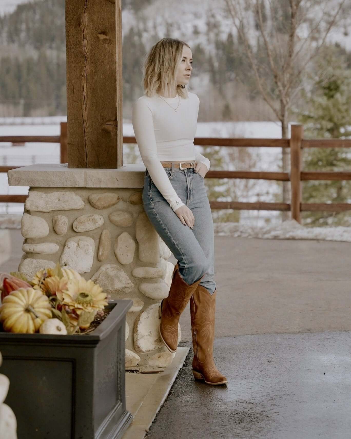 brown cowhide cowboy boots