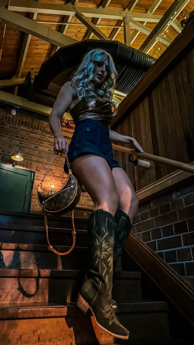 knee-high cowhide boots green olive
