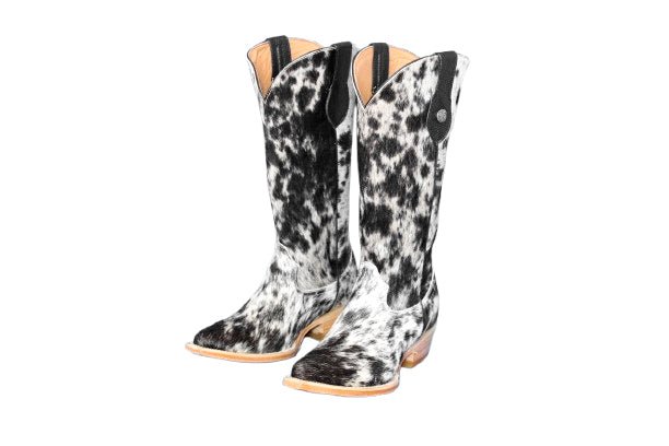 Dakota Tall Cowhide Boots – Black & White - Pointy Snip - Stiefeld Boots