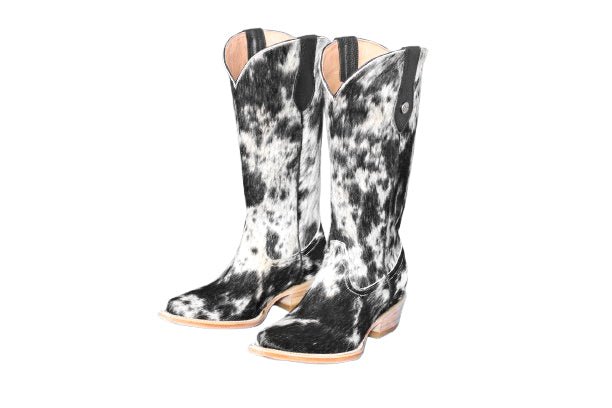 Dakota Tall Cowhide Boots – Black & White - Pointy Snip - Stiefeld Boots