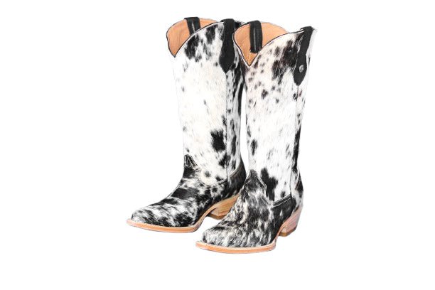 Dakota Tall Cowhide Boots – Black & White - Pointy Snip - Stiefeld Boots
