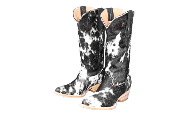 Dakota Tall Cowhide Boots – Black & White - Pointy Snip - Stiefeld Boots