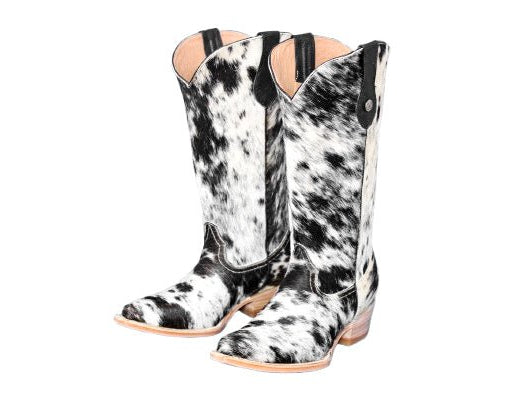 Dakota Tall Cowhide Boots – Black & White - Pointy Snip - Stiefeld Boots