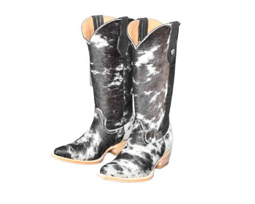 Dakota Tall Cowhide Boots – Black & White - Pointy Snip - Stiefeld Boots