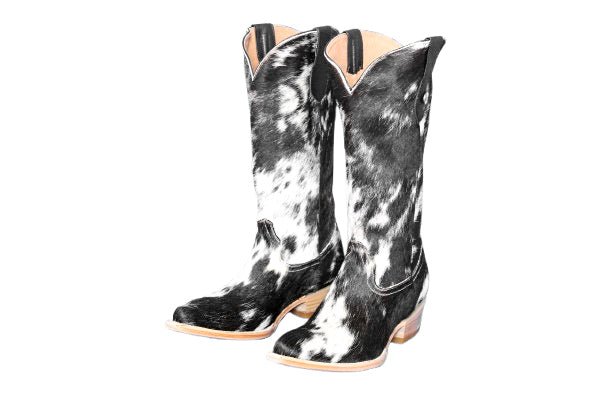 Dakota Tall Cowhide Boots – Black & White - Pointy Snip - Stiefeld Boots