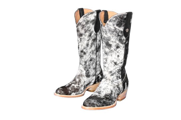 Dakota Tall Cowhide Boots – Black & White - Round toe - Stiefeld Boots