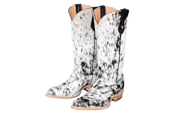 Dakota Tall Cowhide Boots – Black & White - Round toe - Stiefeld Boots