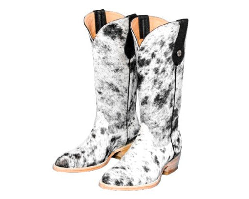 Dakota Tall Cowhide Boots – Black & White - Round toe - Stiefeld Boots