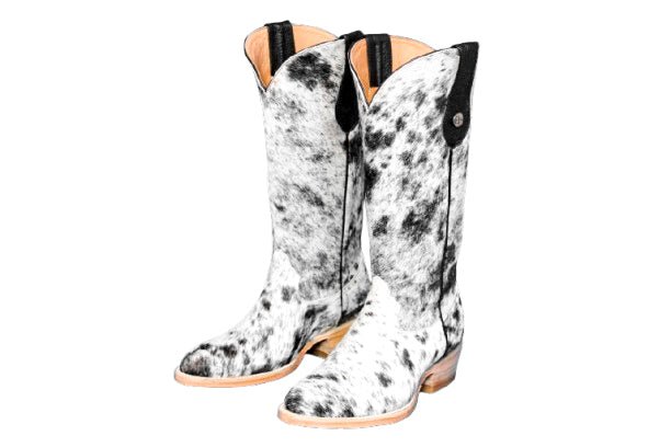 Dakota Tall Cowhide Boots – Black & White - Round toe - Stiefeld Boots