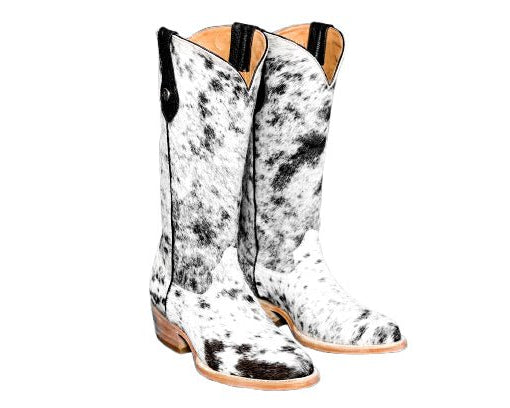 Dakota Tall Cowhide Boots – Black & White - Round toe - Stiefeld Boots