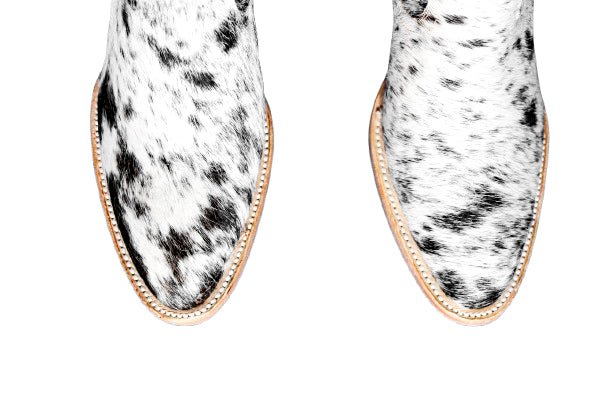 Dakota Tall Cowhide Boots – Black & White - Round toe - Stiefeld Boots