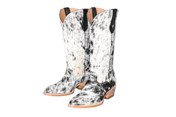 Dakota Tall Cowhide Boots – Black & White - Round toe - Stiefeld Boots