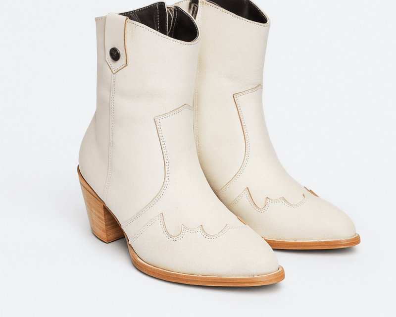 Jolene High Heel Boots – Pearl White Crackled Leather - Stiefeld Boots
