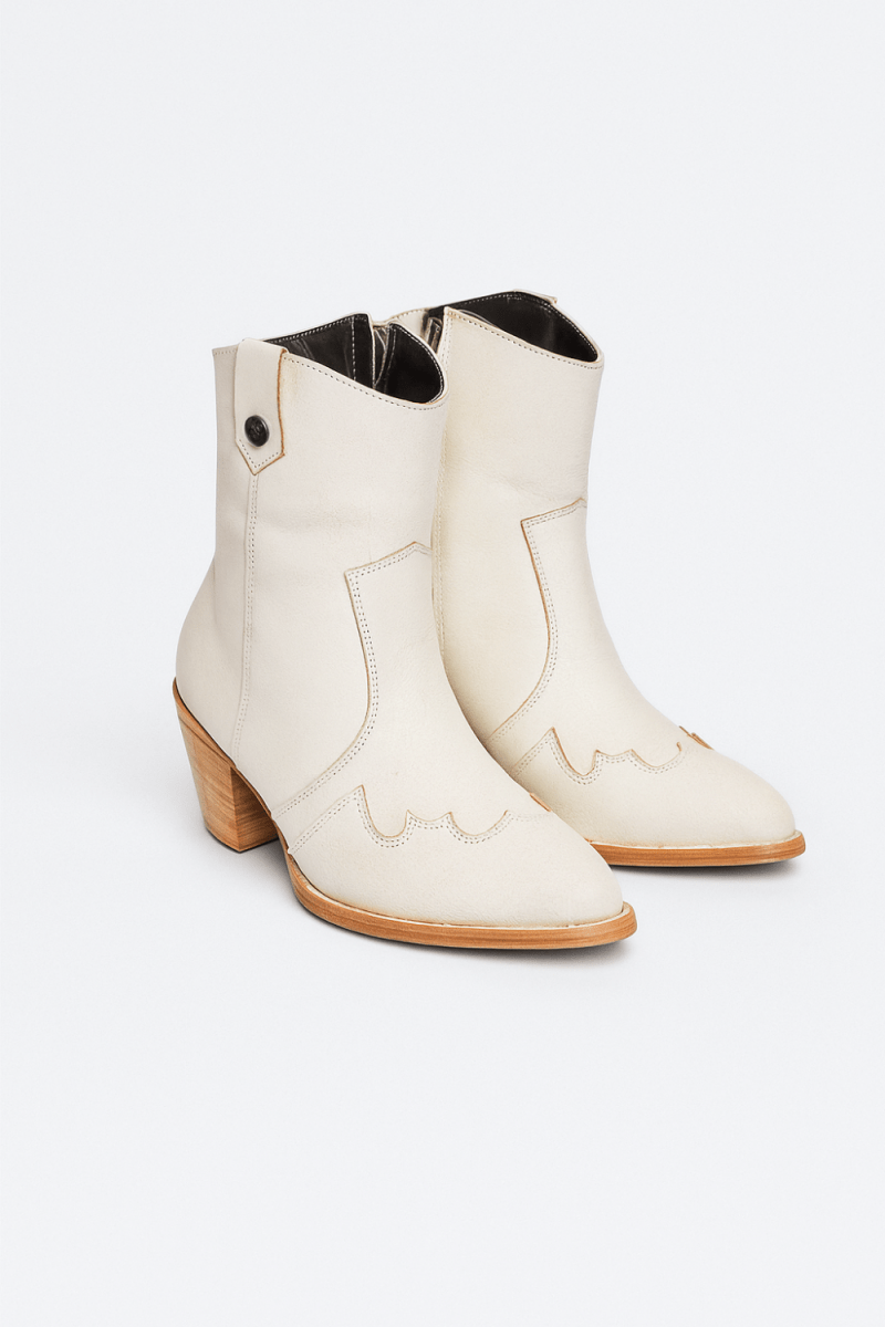 Jolene High Heel Boots – Pearl White Crackled Leather - Stiefeld Boots