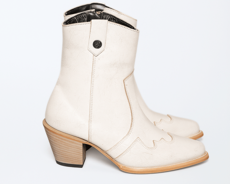 Jolene High Heel Boots – Pearl White Crackled Leather - Stiefeld Boots