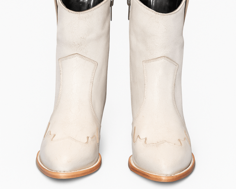 Jolene High Heel Boots – Pearl White Crackled Leather - Stiefeld Boots