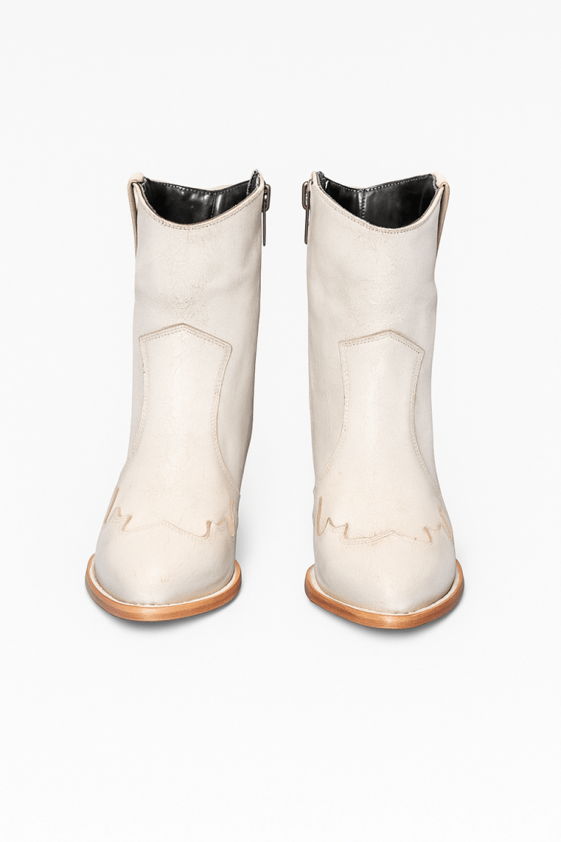 Jolene High Heel Boots – Pearl White Crackled Leather - Stiefeld Boots