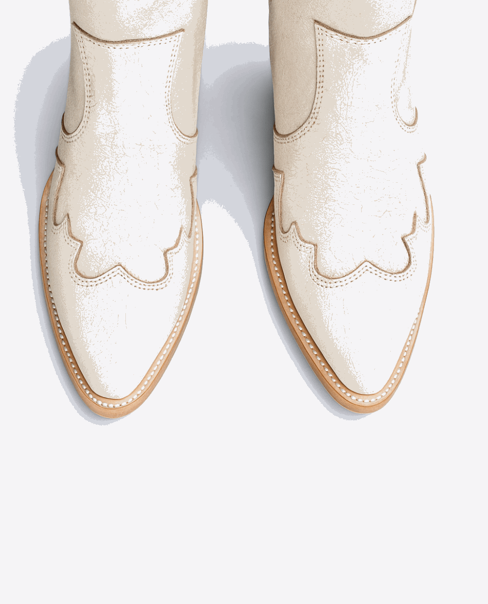 Jolene High Heel Boots – Pearl White Crackled Leather - Stiefeld Boots