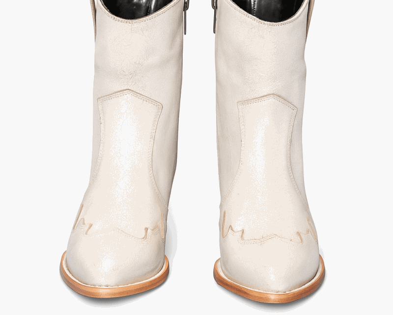 Jolene High Heel Boots – Pearl White Crackled Leather - Stiefeld Boots