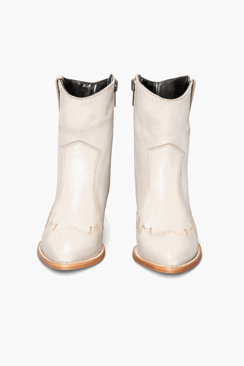 Jolene High Heel Boots – Pearl White Crackled Leather - Stiefeld Boots