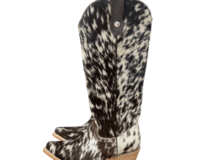 Lorraine Knee - High Cowhide Boots – Brown & White - Stiefeld Boots