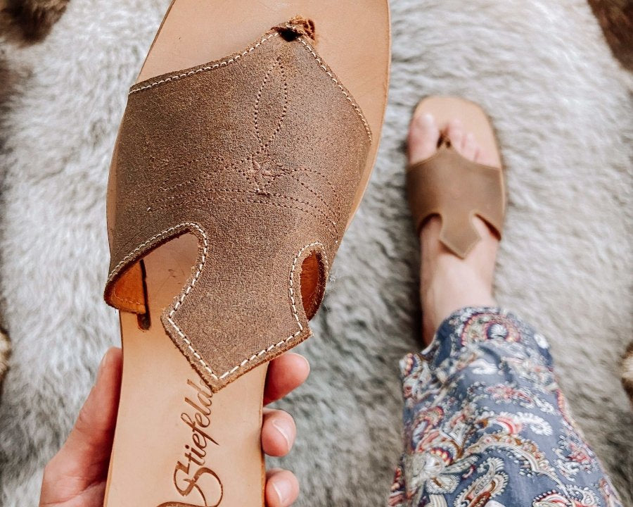 Luciana Leather Sandals – Brown