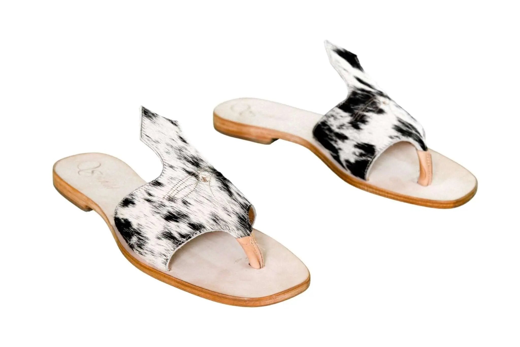 Handmade Western cowhide flip flops for women – size 10
