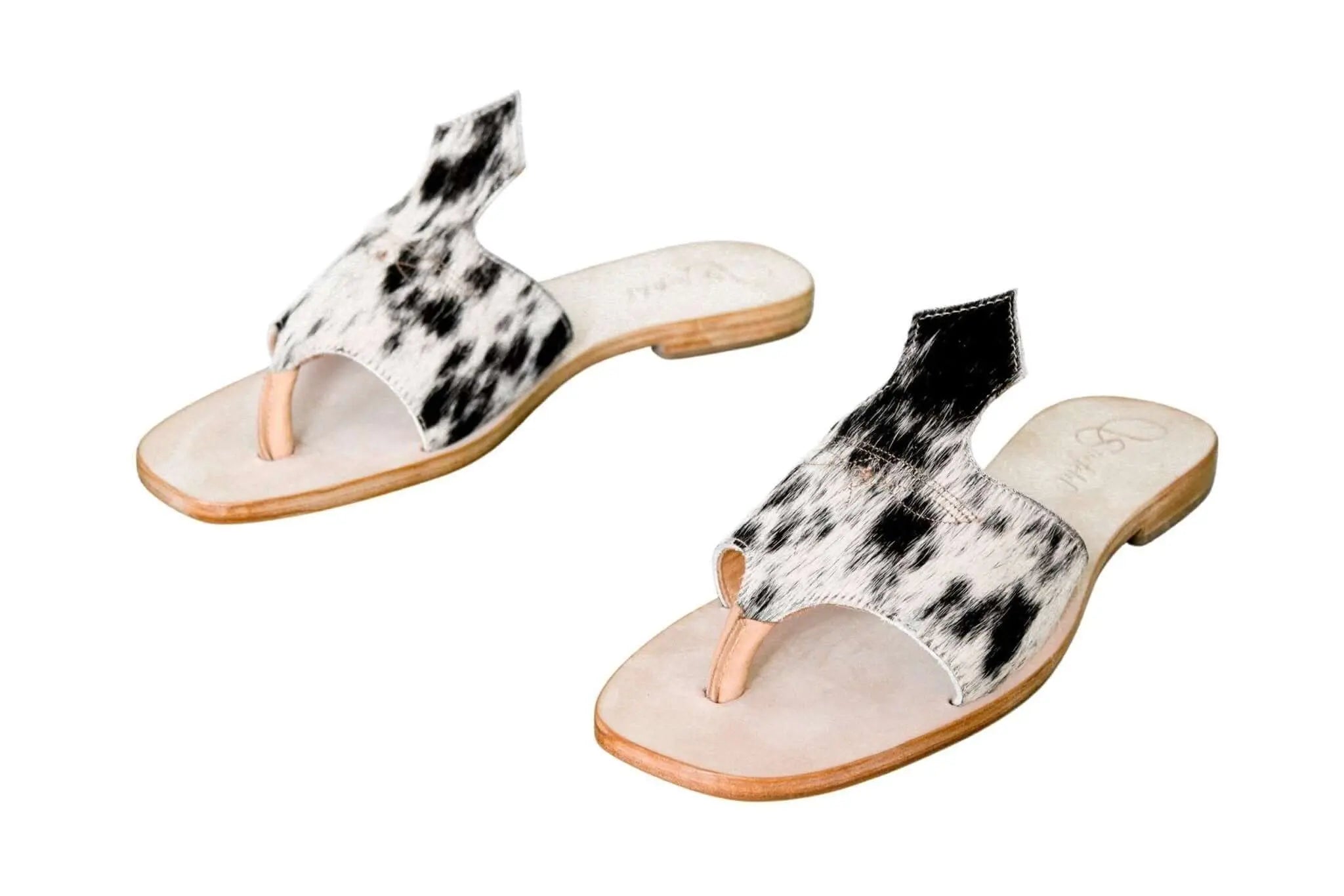 Handmade Western cowhide flip flops for women – size 10