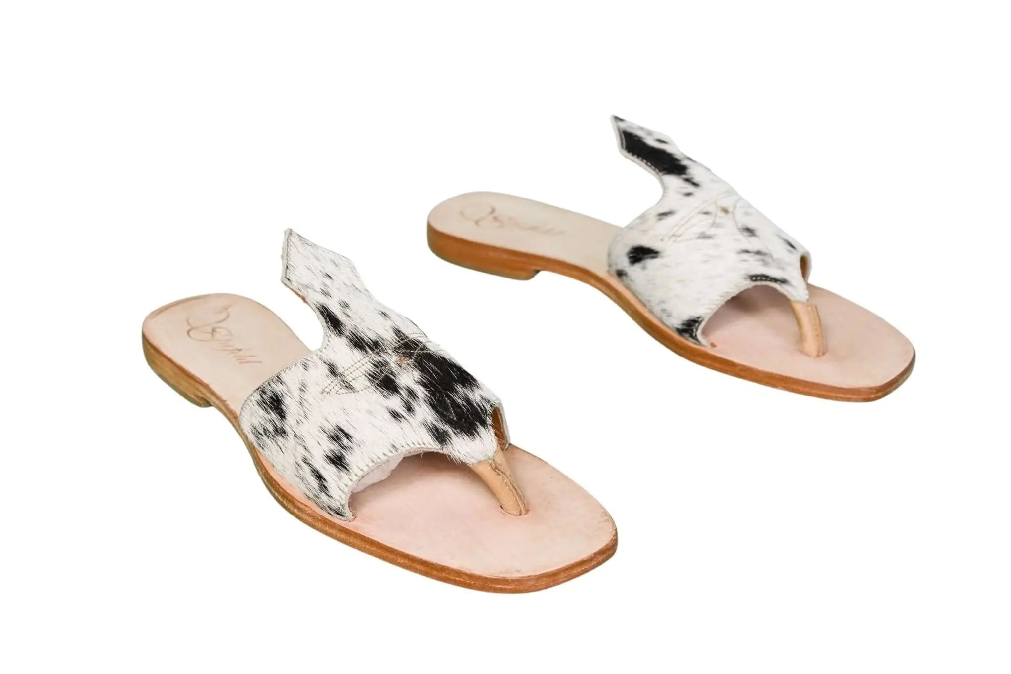Handmade Western cowhide flip flops for women – size 10