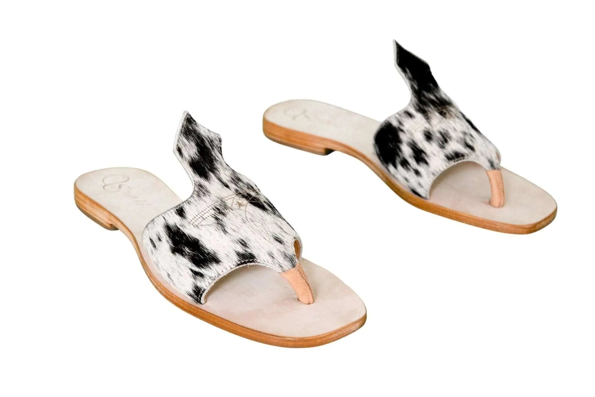 Handmade Western cowhide flip flops for women – size 10