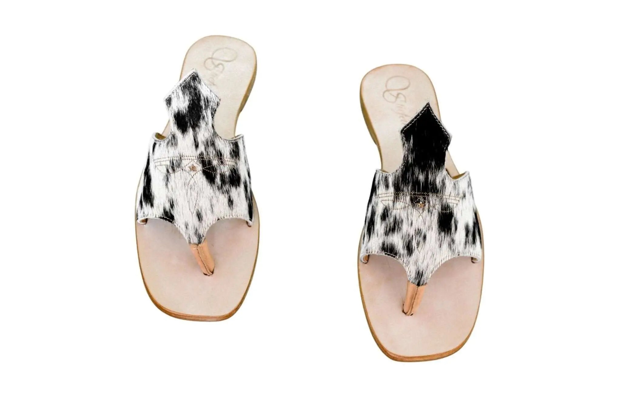 Handmade Western cowhide flip flops for women – size 10