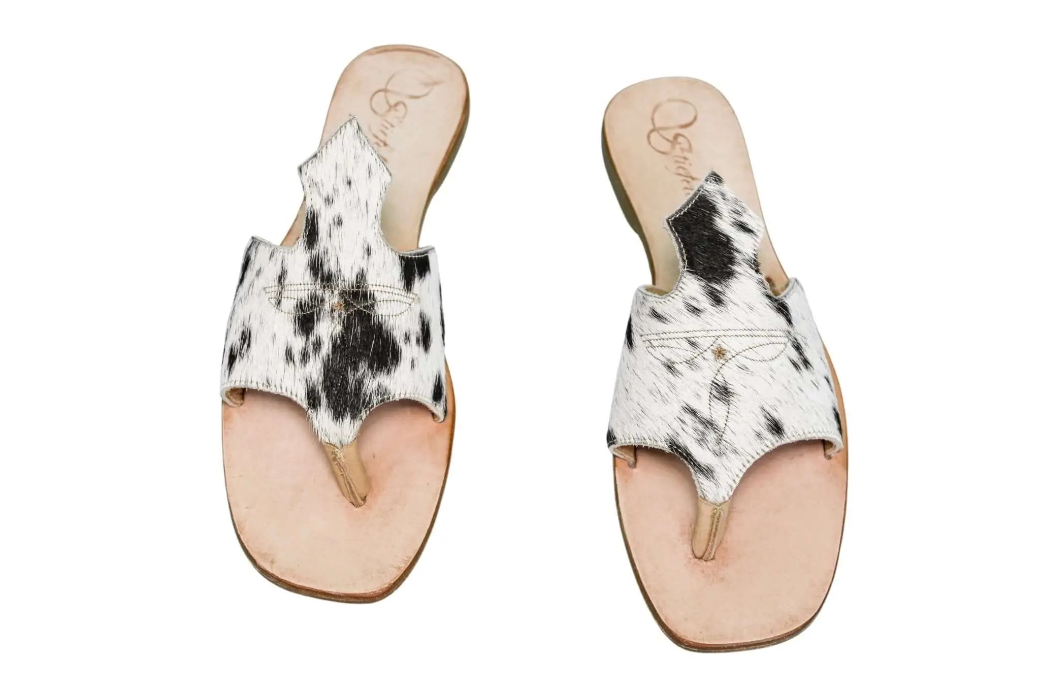 Handmade Western cowhide flip flops for women – size 10