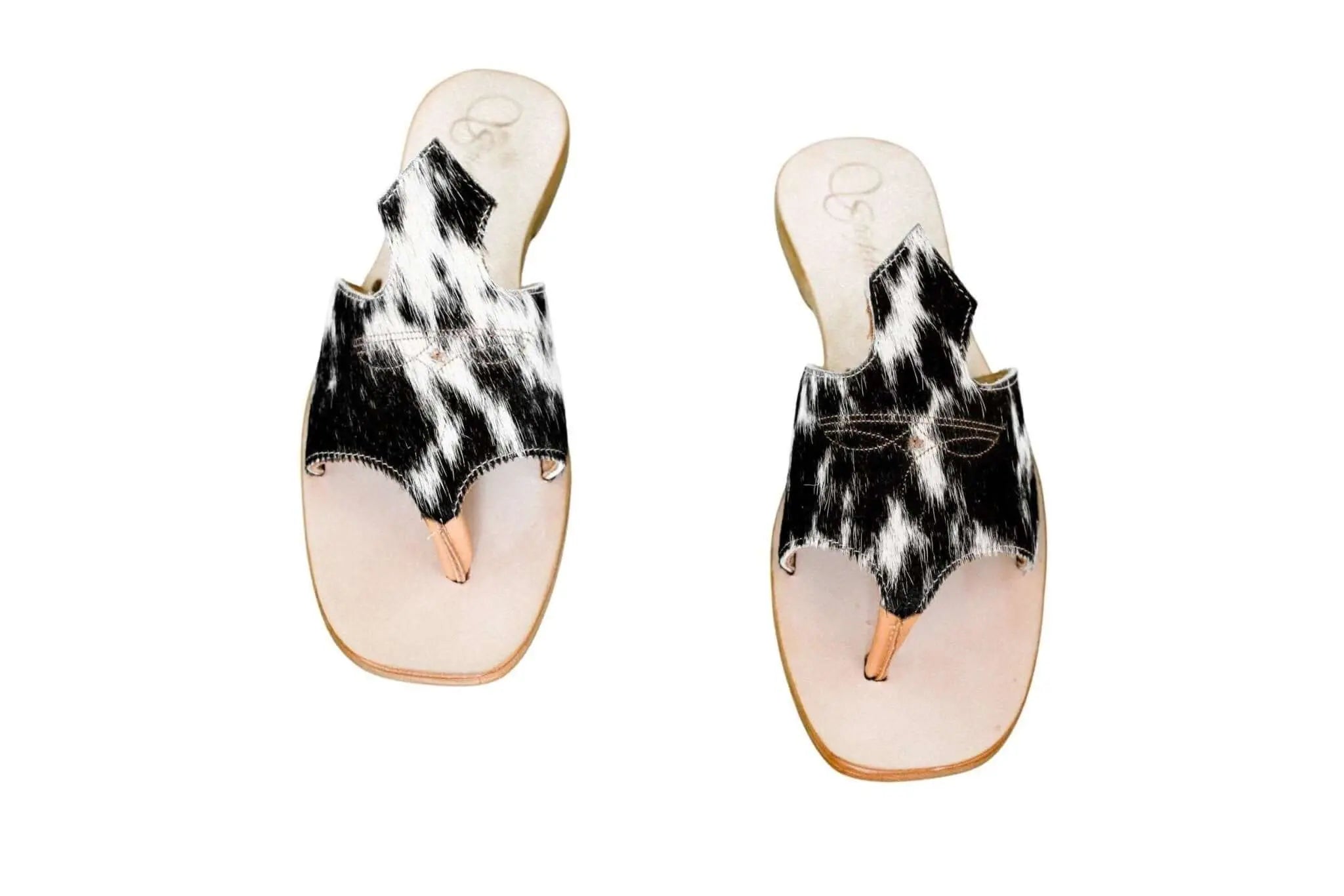 Handmade Western cowhide flip flops for women – size 10