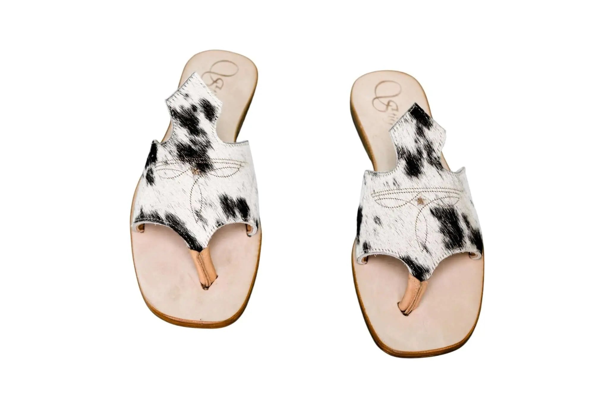 Handmade Western cowhide flip flops for women – size 7