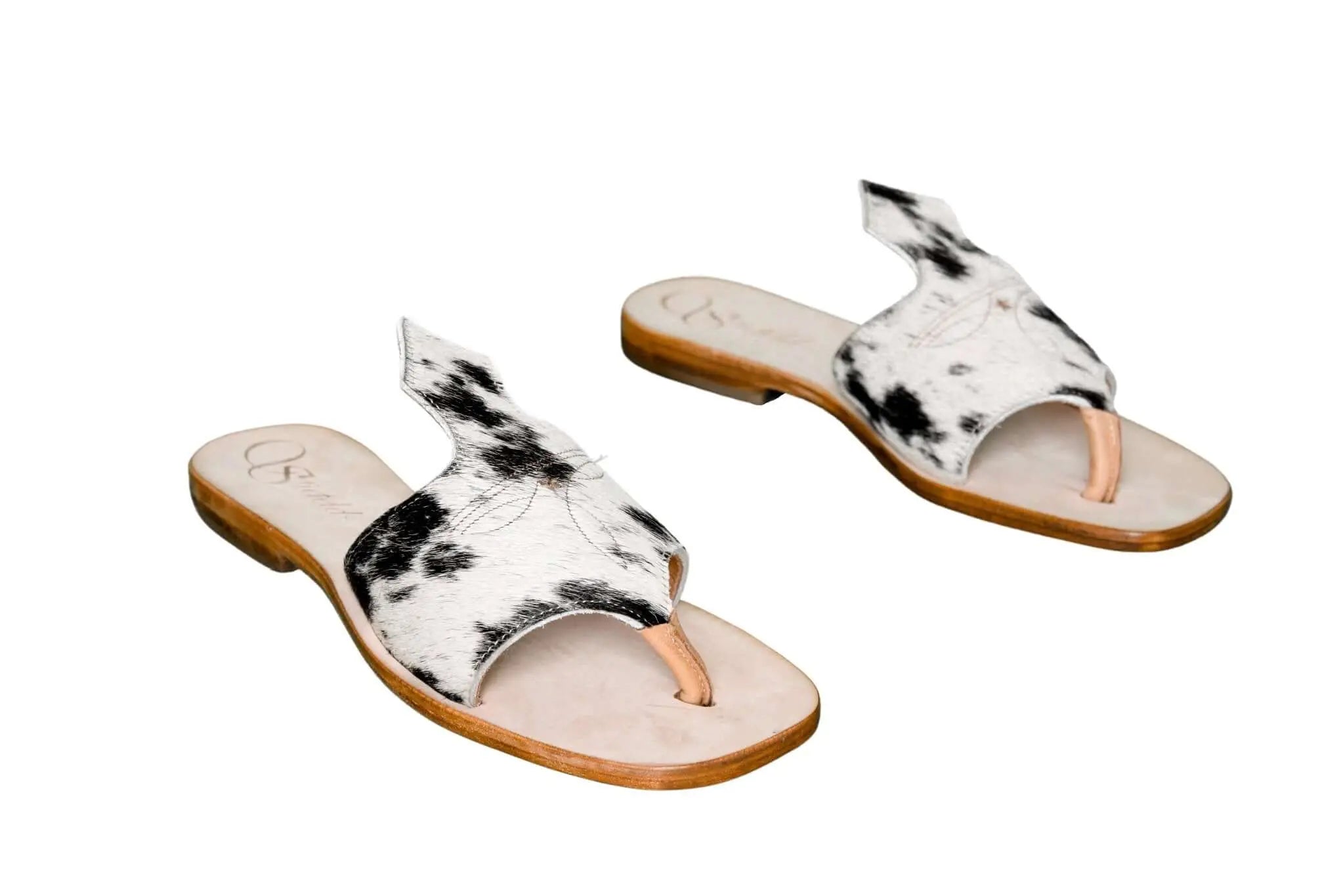 Handmade Western cowhide flip flops for women – size 7