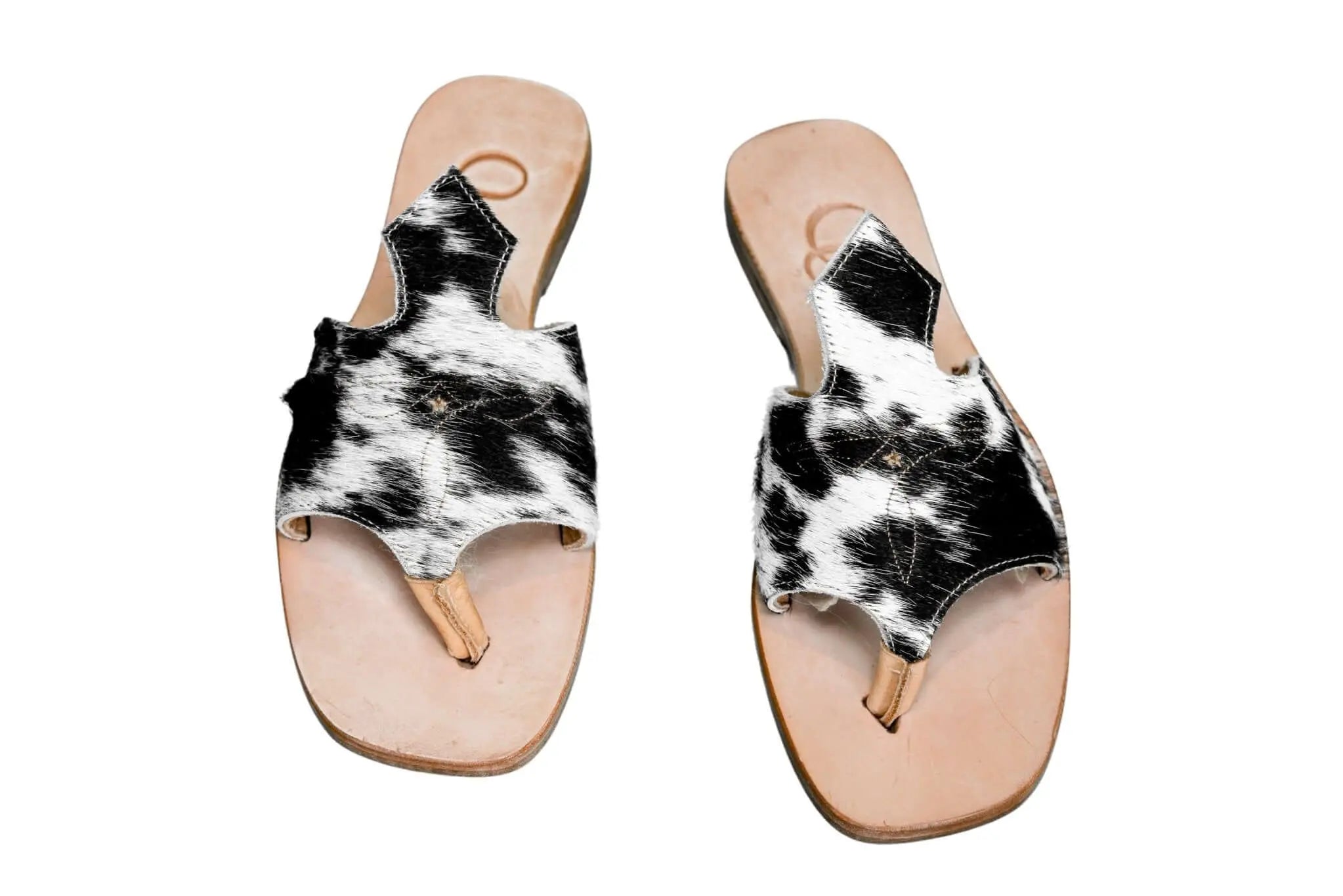 Handmade Western cowhide flip flops for women – size 7