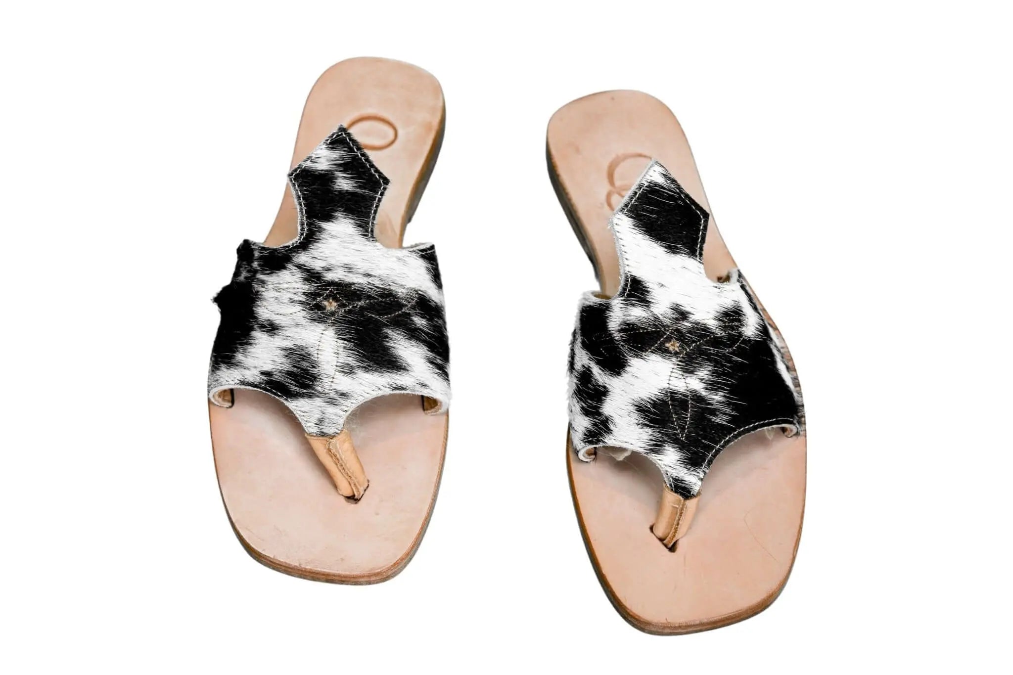 Handmade Western cowhide flip flops for women – size 7