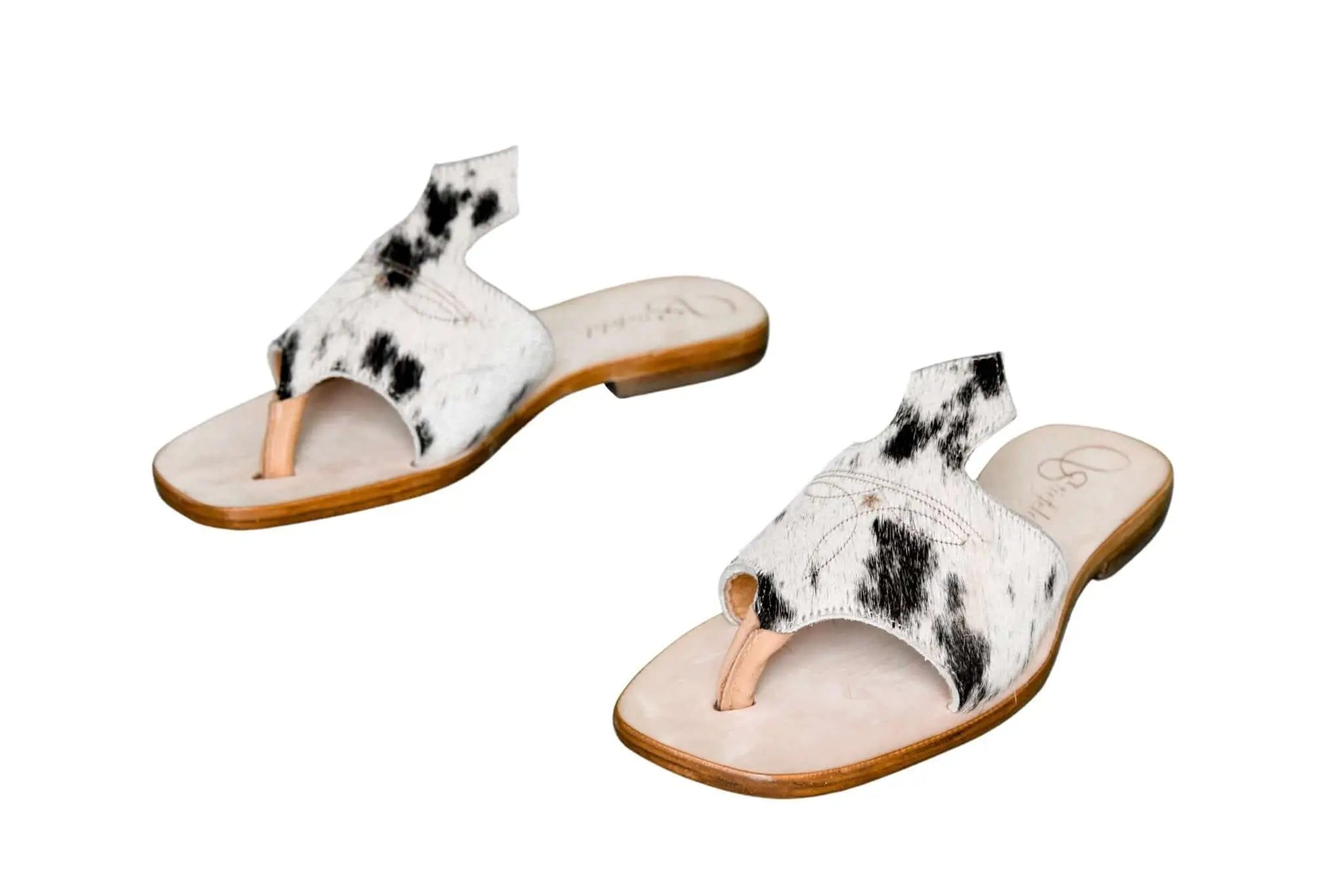 Handmade Western cowhide flip flops for women – size 7