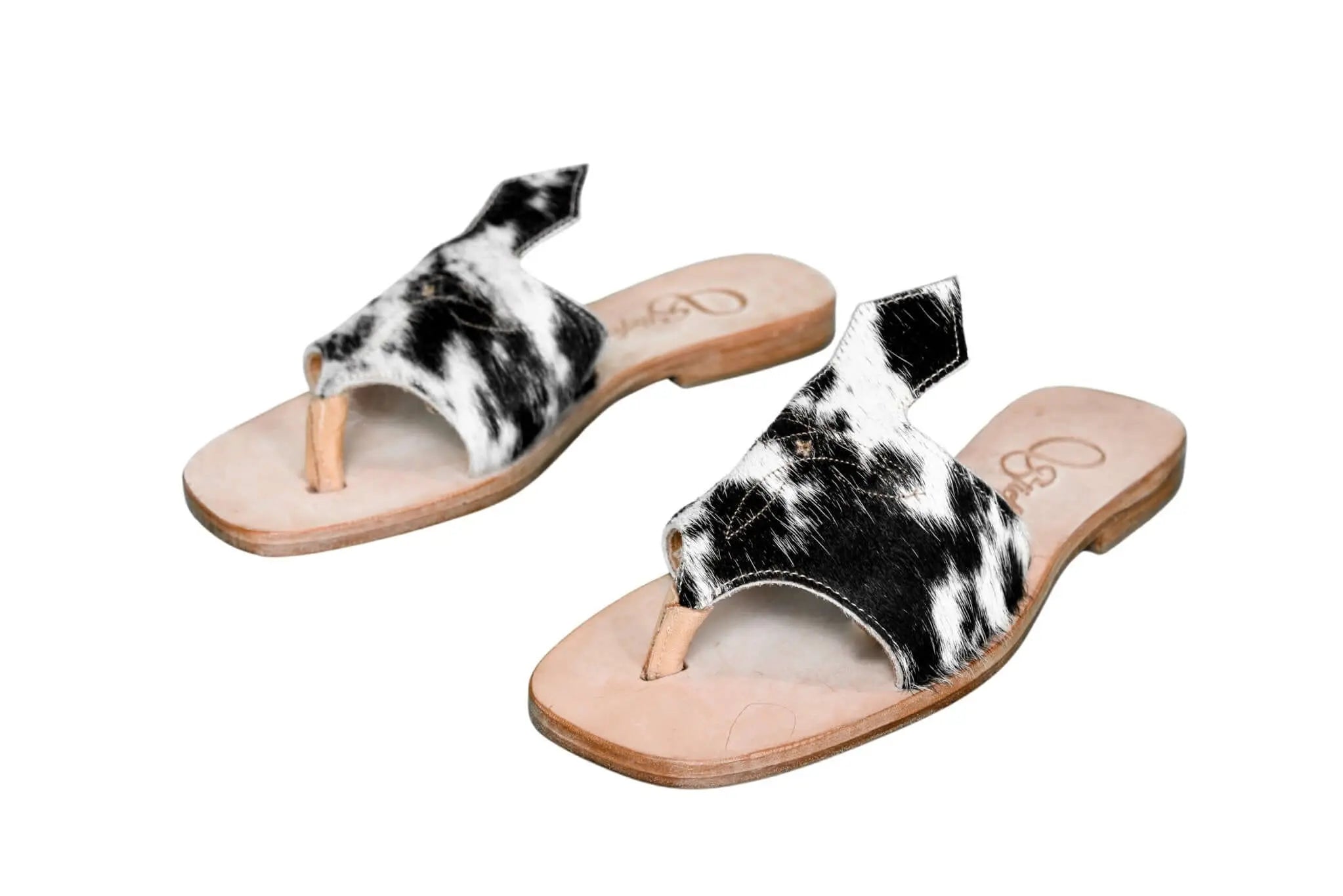 Handmade Western cowhide flip flops for women – size 7