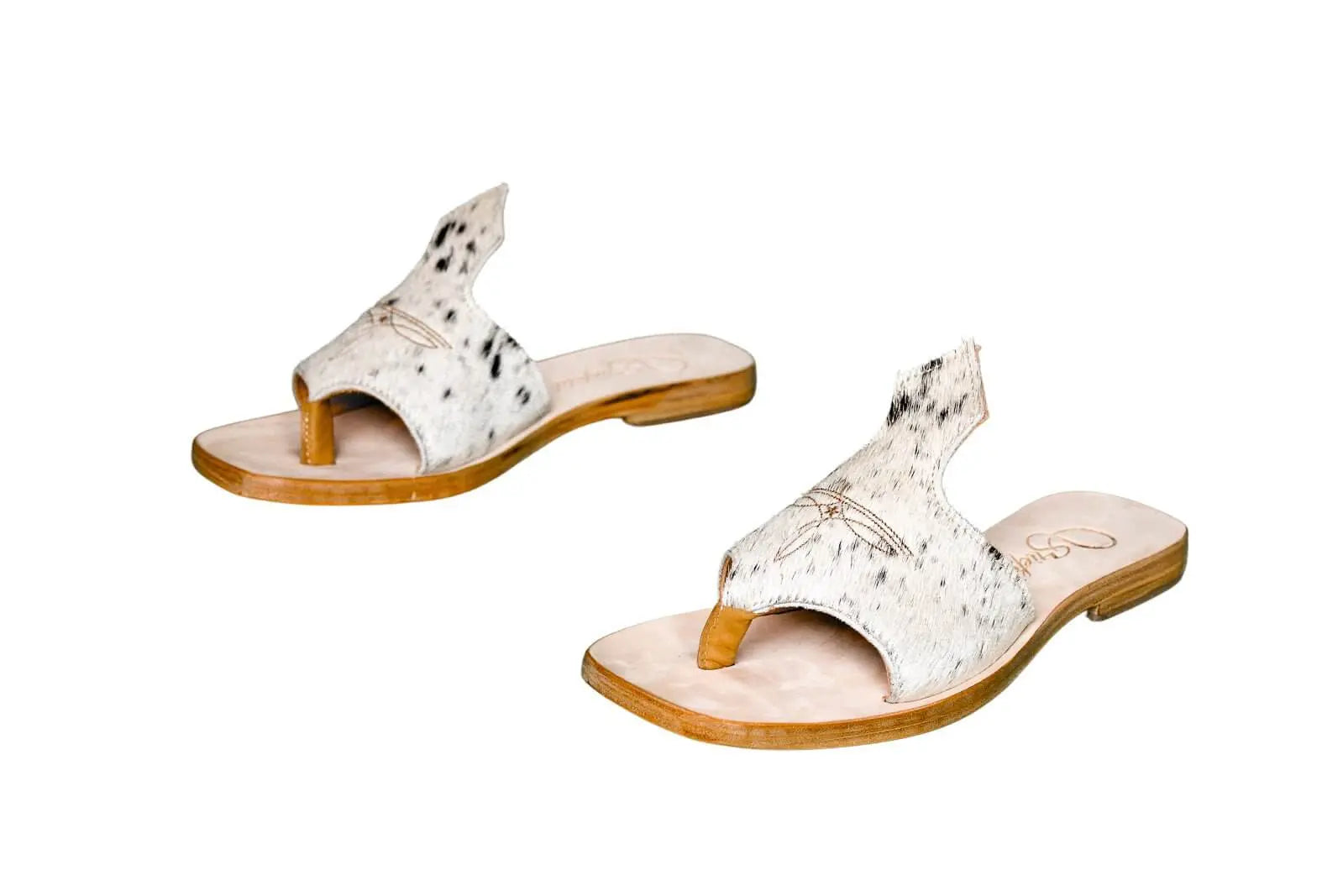 Handmade Western cowhide flip flops for women – size 8