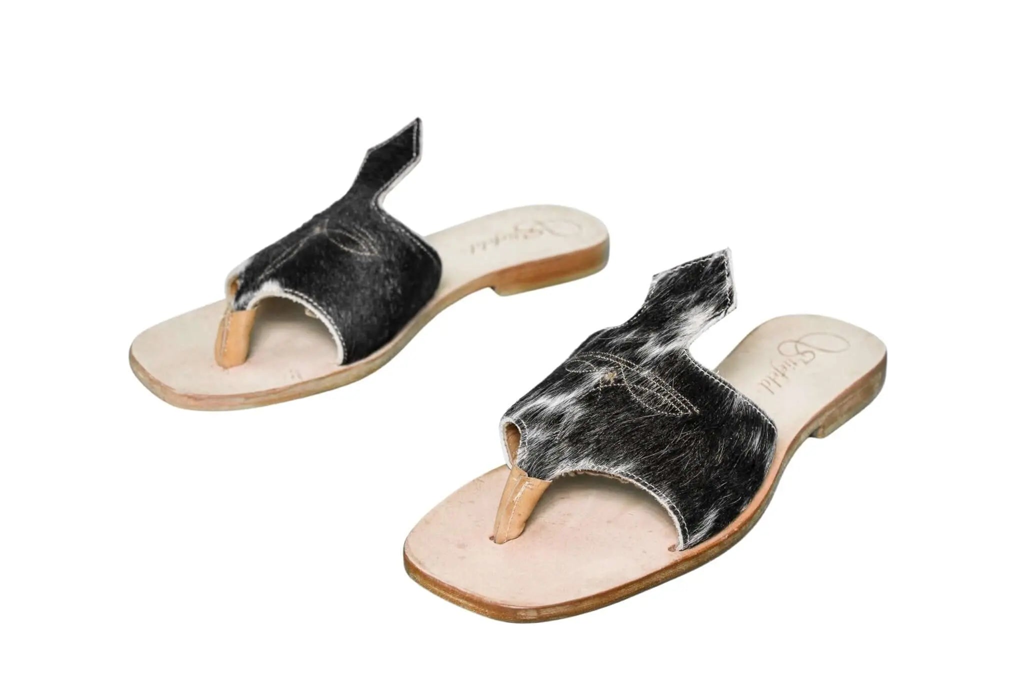 Handmade Western cowhide flip flops for women – size 8