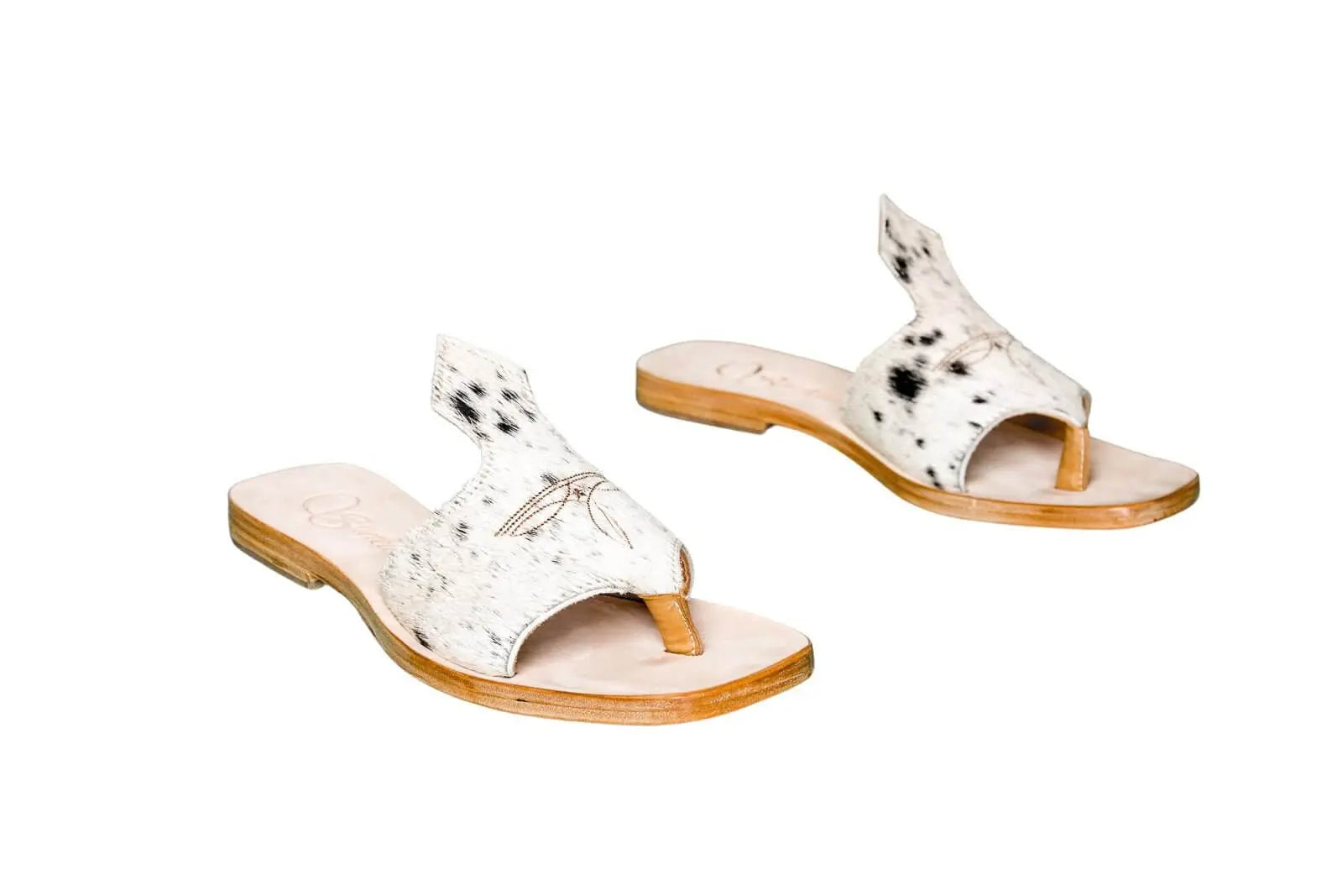 Handmade Western cowhide flip flops for women – size 8