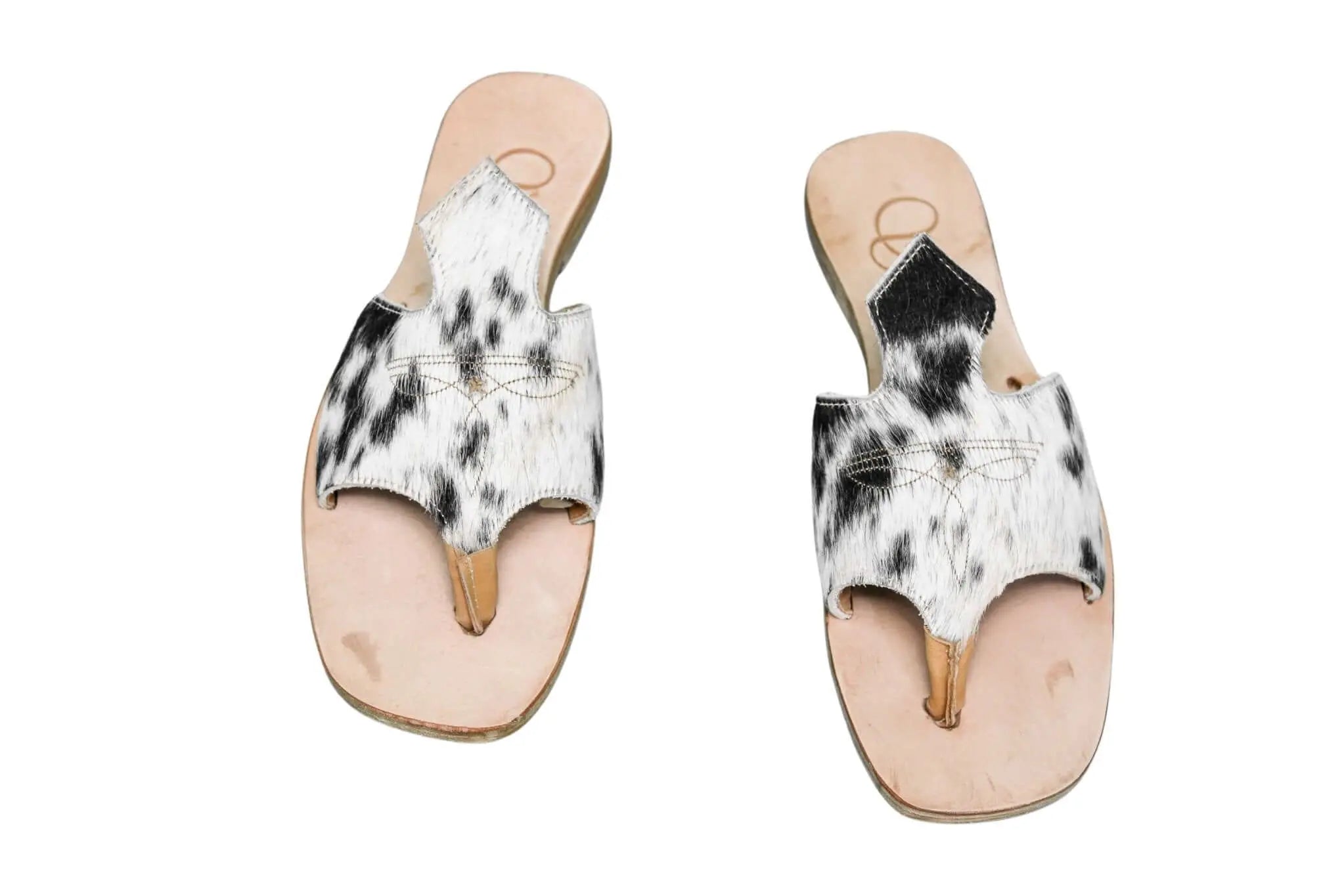 Handmade Western cowhide flip flops for women – size 8