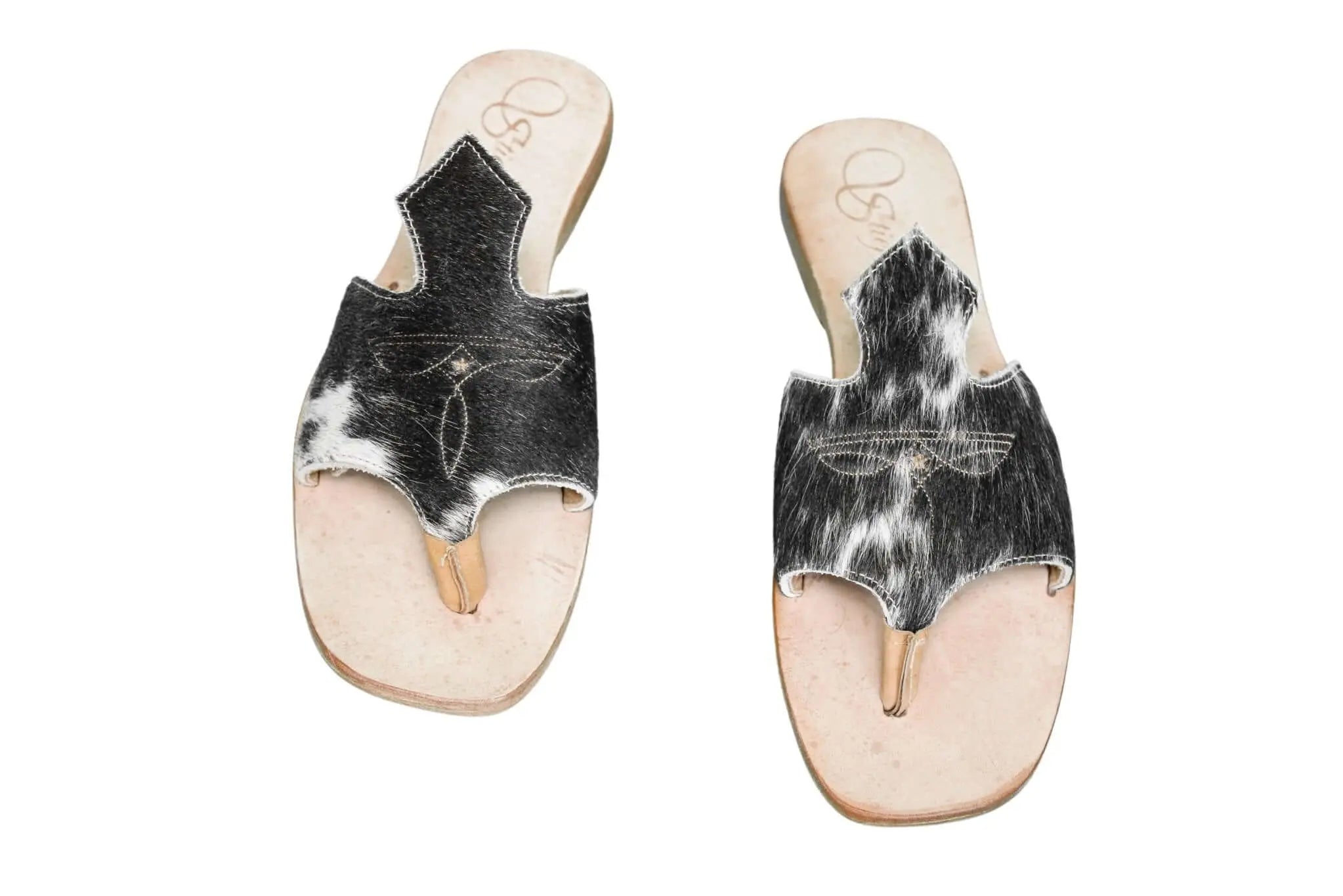 Handmade Western cowhide flip flops for women – size 8