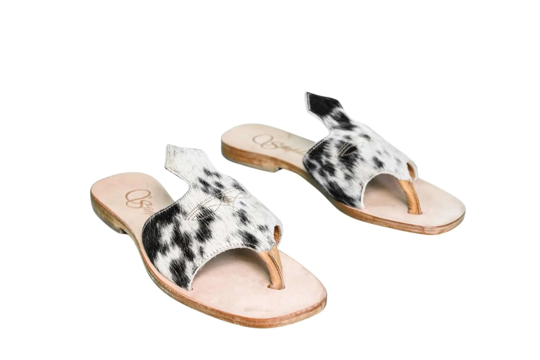 Handmade Western cowhide flip flops for women – size 8