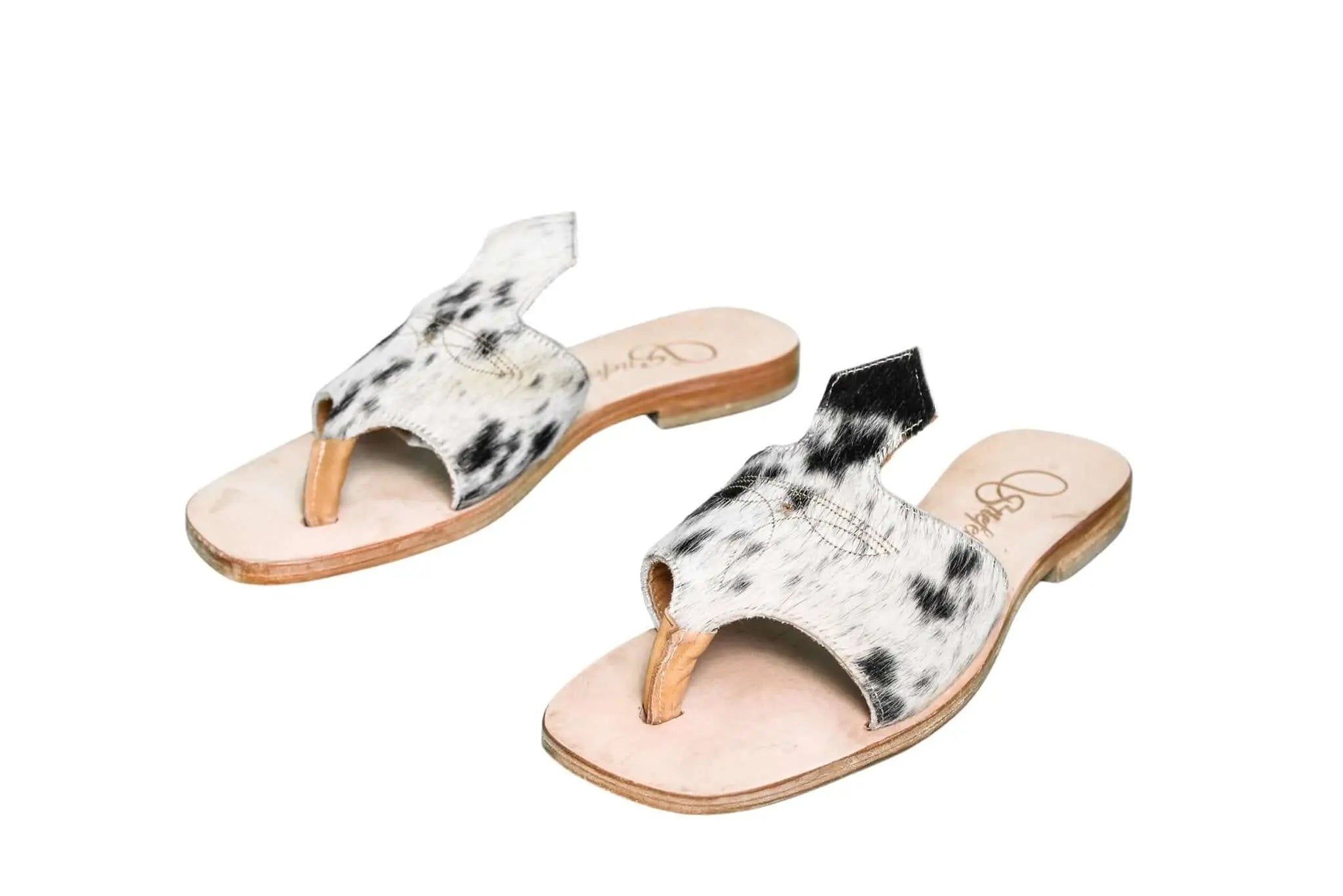 Handmade Western cowhide flip flops for women – size 8