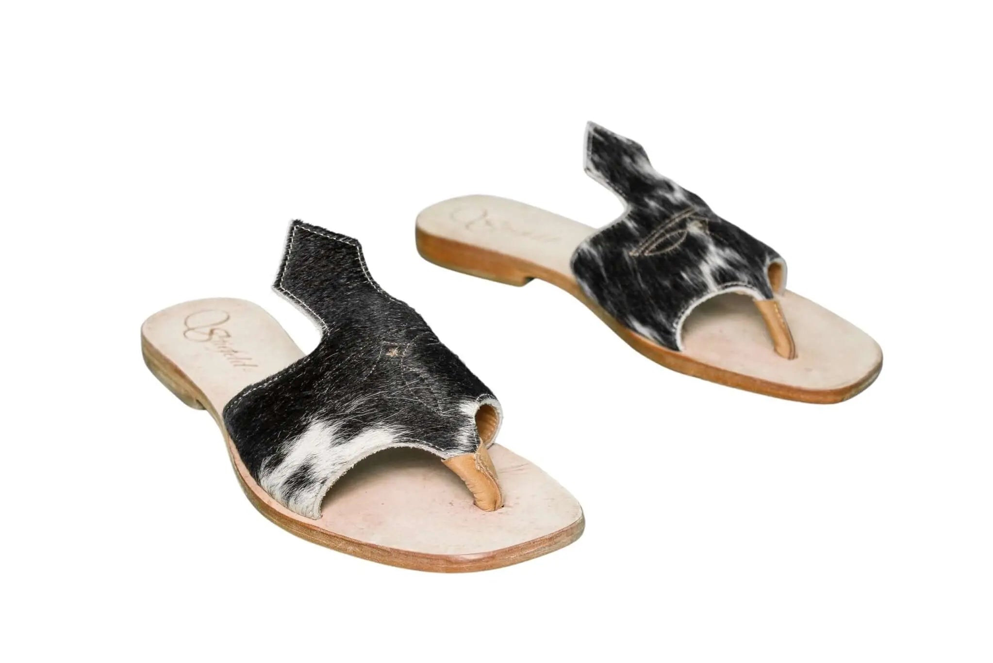 Handmade Western cowhide flip flops for women – size 8