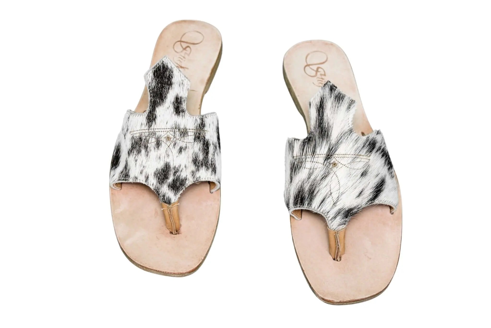 Handmade Western cowhide flip flops for women – size 9